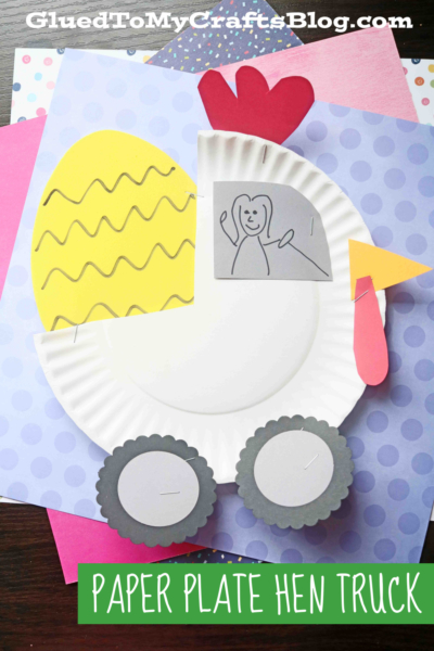Paper Plate Hen Monster Truck - Kid Craft