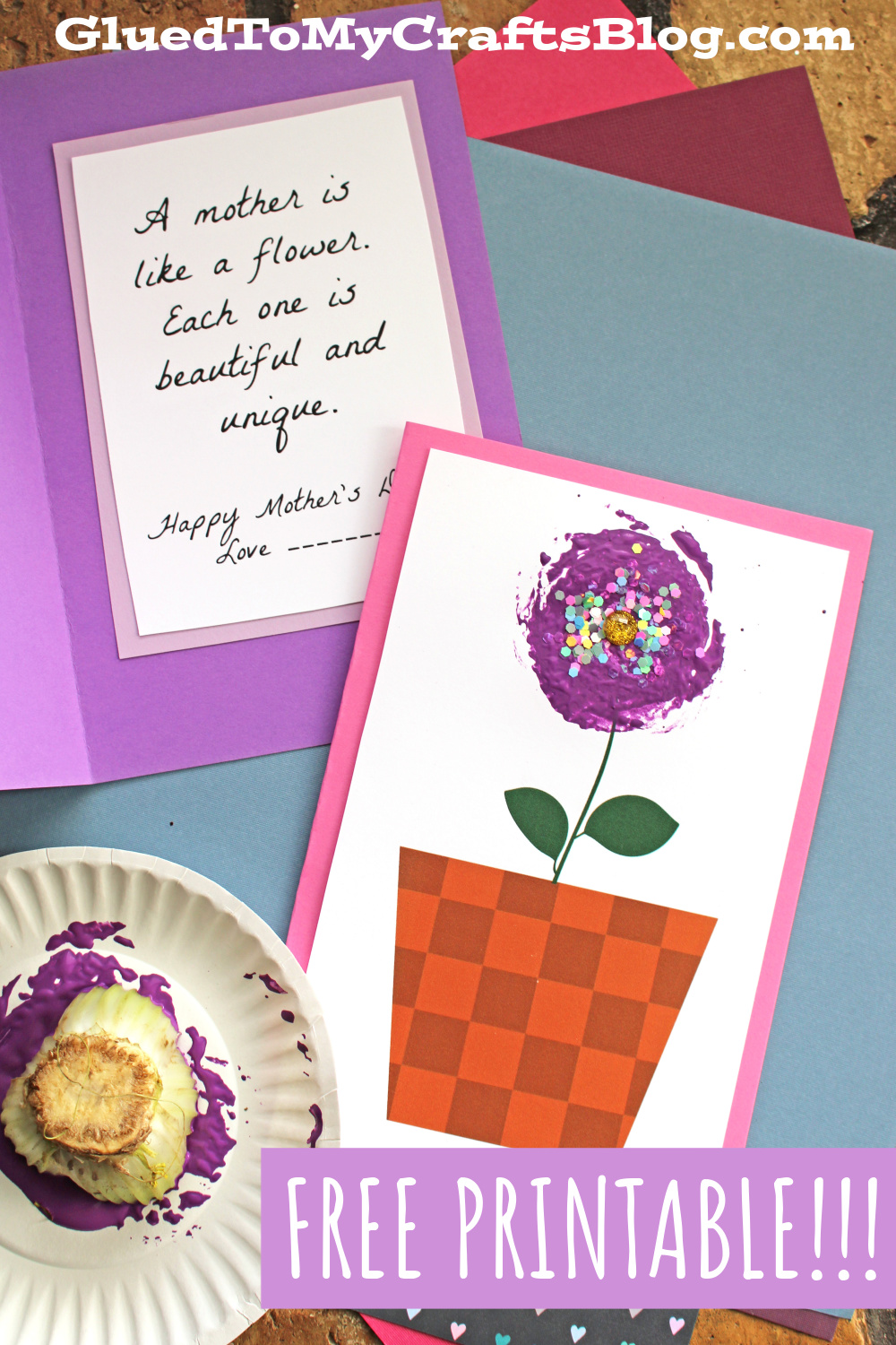 Celery Stamped Flower Card Craft