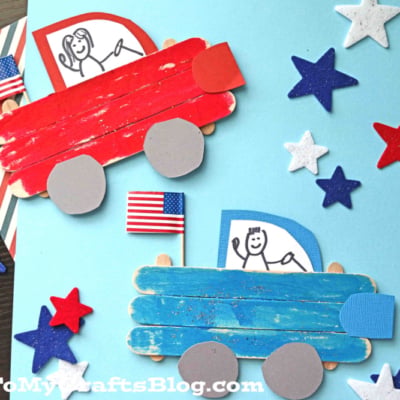 Popsicle Stick Patriotic Truck – 4th of July Kid Craft Idea