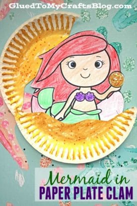 Mermaid In Paper Plate Clam - Kid Craft
