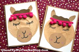 Cupcake Liner Llama Friend Card - Kid Craft