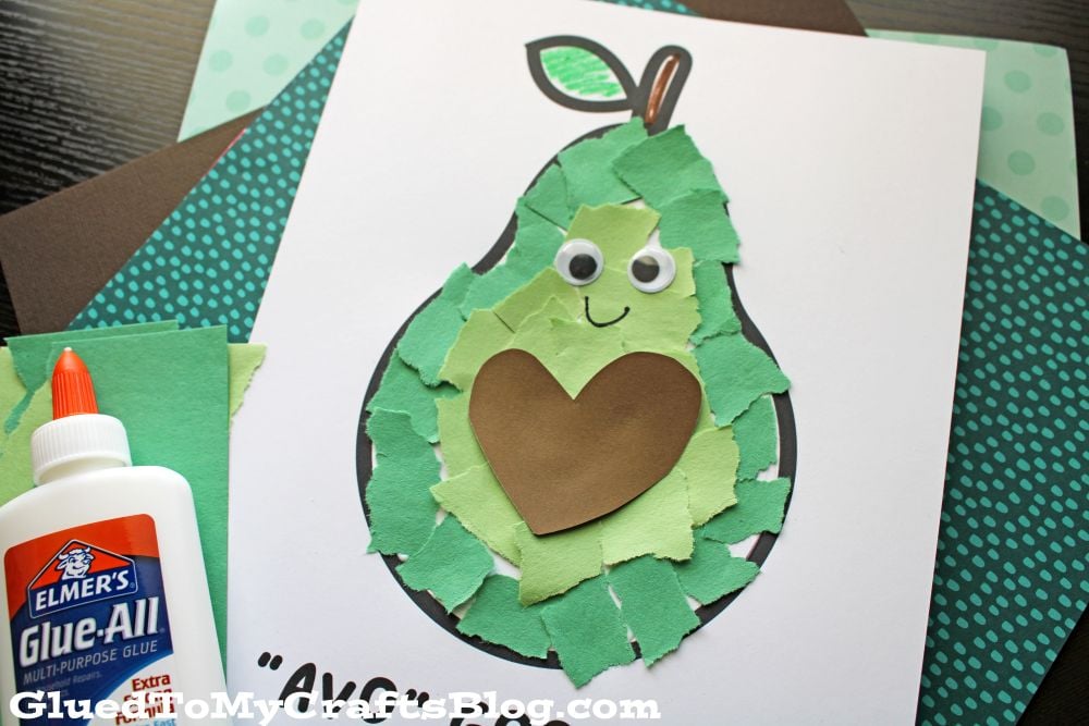 Torn Paper Avocado Craft Idea For Kids