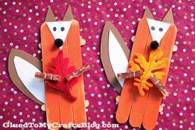 Craft Stick Leaf Holding Fox - Kid Craft