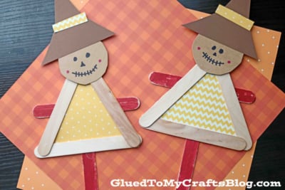 Popsicle Stick Scarecrow Puppets