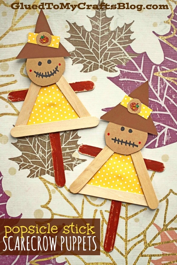 Popsicle Stick Scarecrow Puppets