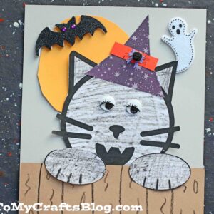 Halloween Black Cat On Fence - Kid Craft