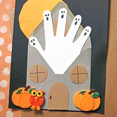 Handprint Ghost In Haunted House Craft