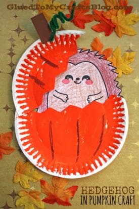 Paper Plate Hedgehog In Pumpkin Craft