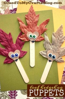 Leaf Hedgehog Puppets - Fall Kid Craft