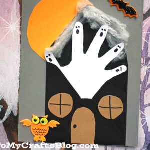 Handprint Ghost In Haunted House - Kid Craft
