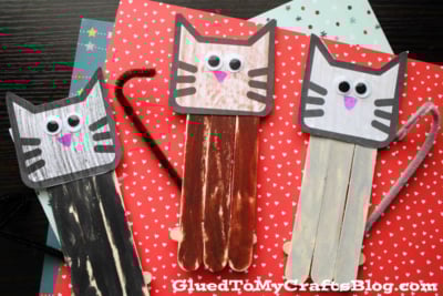 Popsicle Stick Cat Puppet Craft Idea