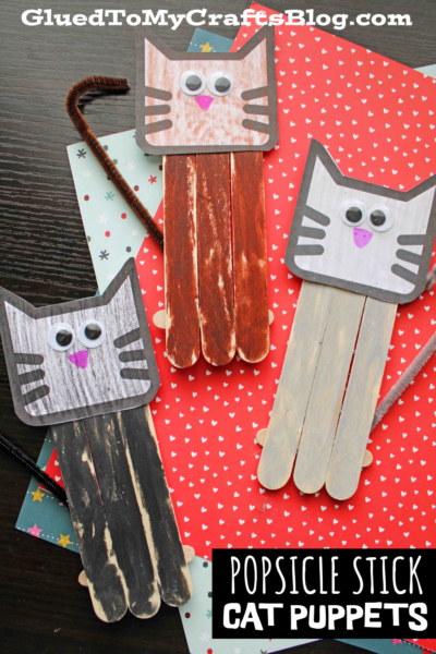 Popsicle Stick Cat Puppet Craft Idea