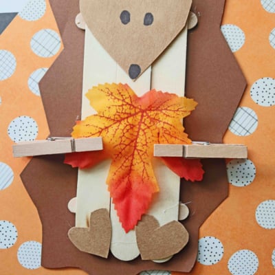 Craft Stick Fall Hedgehog Puppet