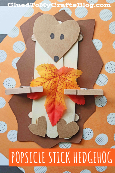 Craft Stick Fall Hedgehog Puppet