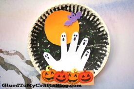 Haunted Paper Plate Pumpkin Patch At Night - Kid Craft