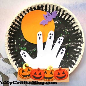 Haunted Paper Plate Pumpkin Patch At Night - Kid Craft