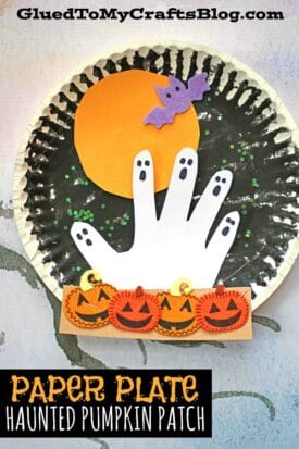 Haunted Paper Plate Pumpkin Patch At Night - Kid Craft