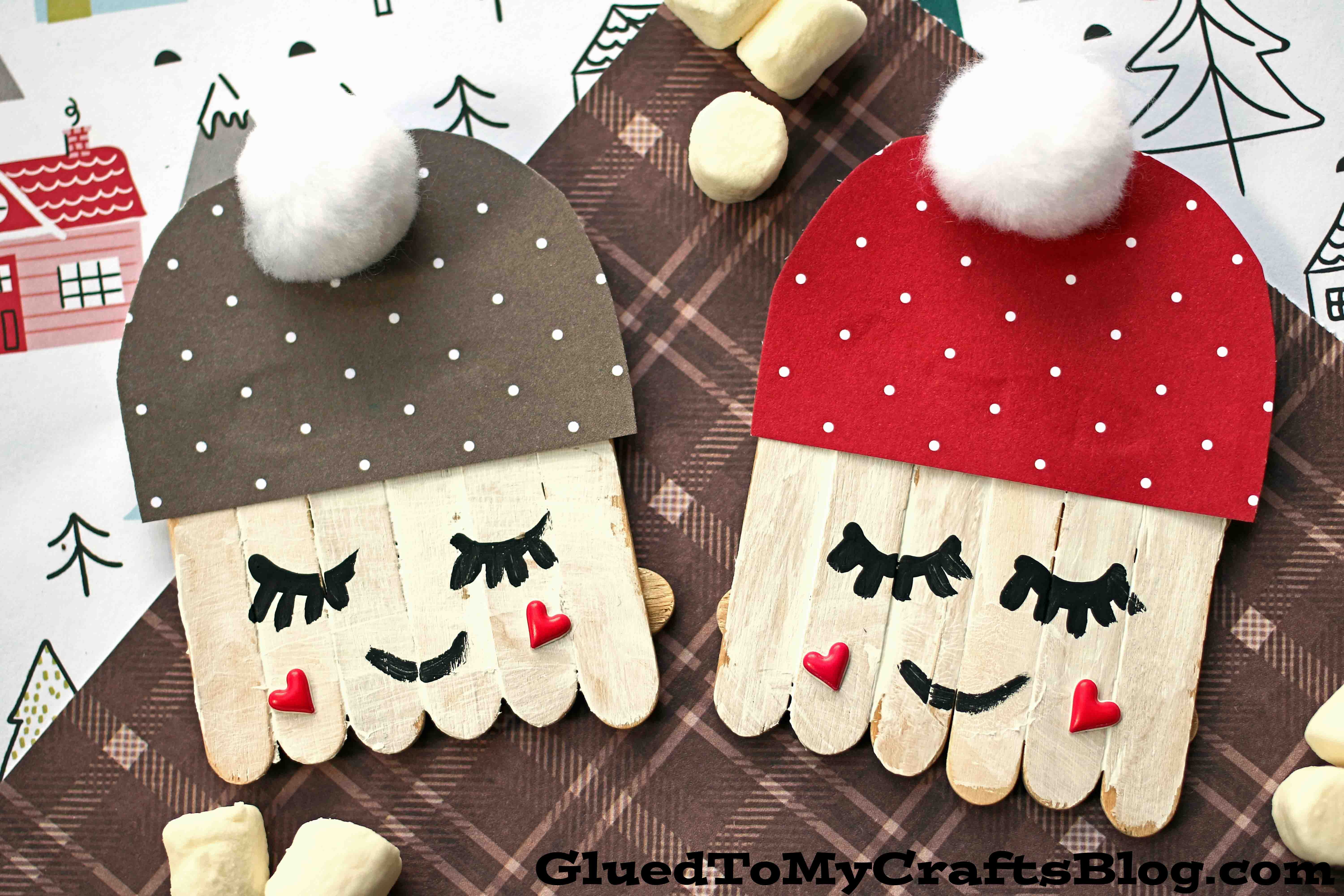 Mini Craft Stick Marshmallow Friends - Kid Craft