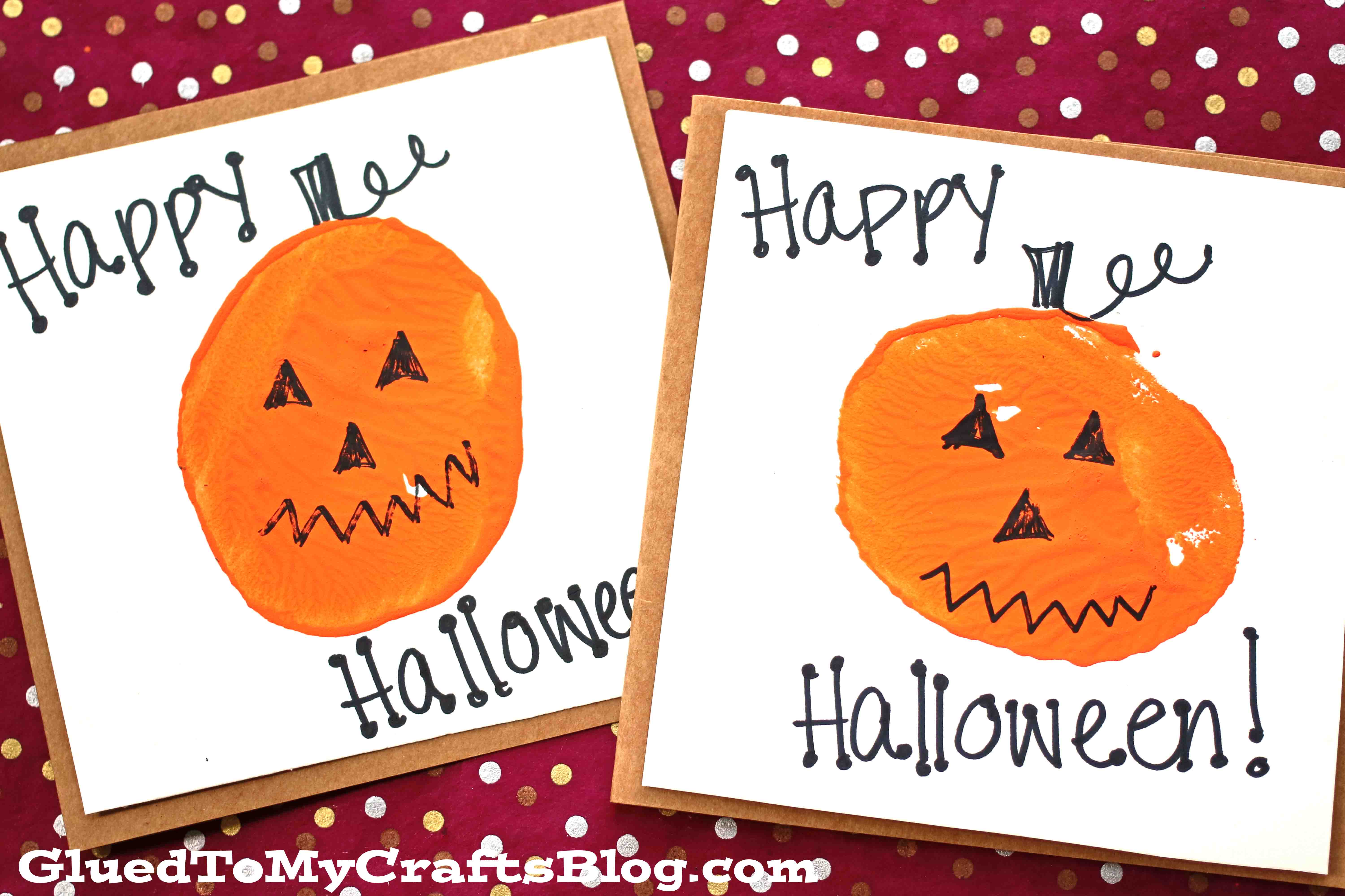 Potato Stamped Pumpkin Cards