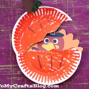 Paper Plate Turkey Hiding In Pumpkin - Kid Craft