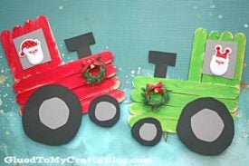 Popsicle Stick Christmas Tractor - Kid Craft