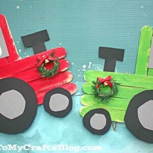 Popsicle Stick Christmas Tractor - Kid Craft