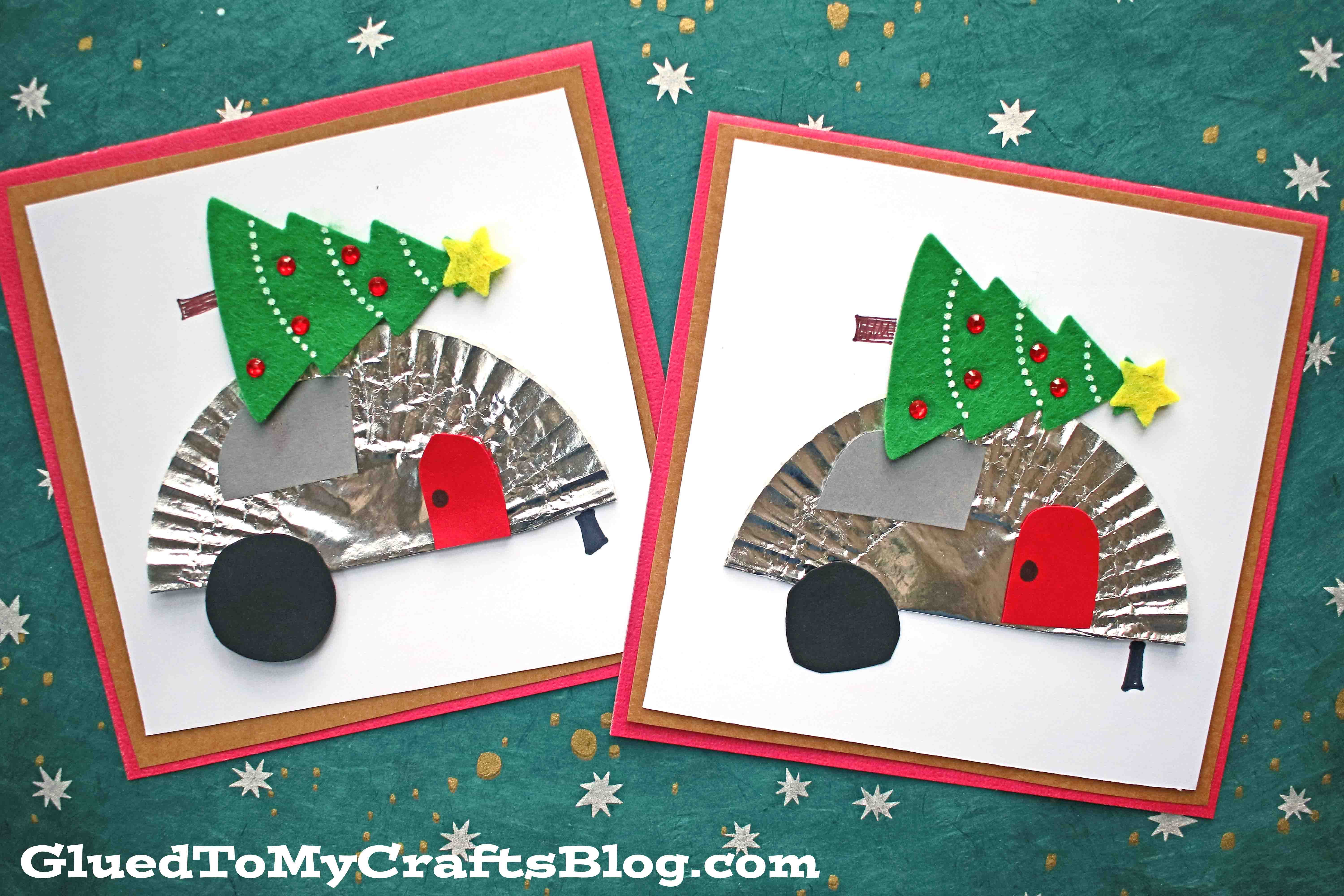 Cupcake Liner Christmas Camper Cards