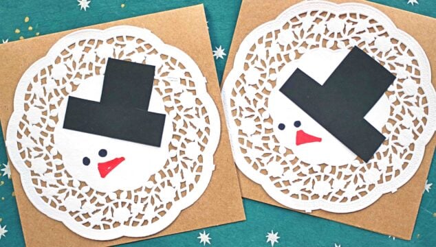 DIY Paper Doily Melted Snowman Card