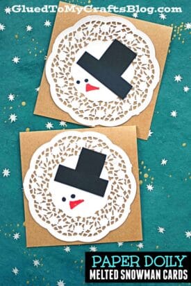 DIY Paper Doily Melted Snowman Card