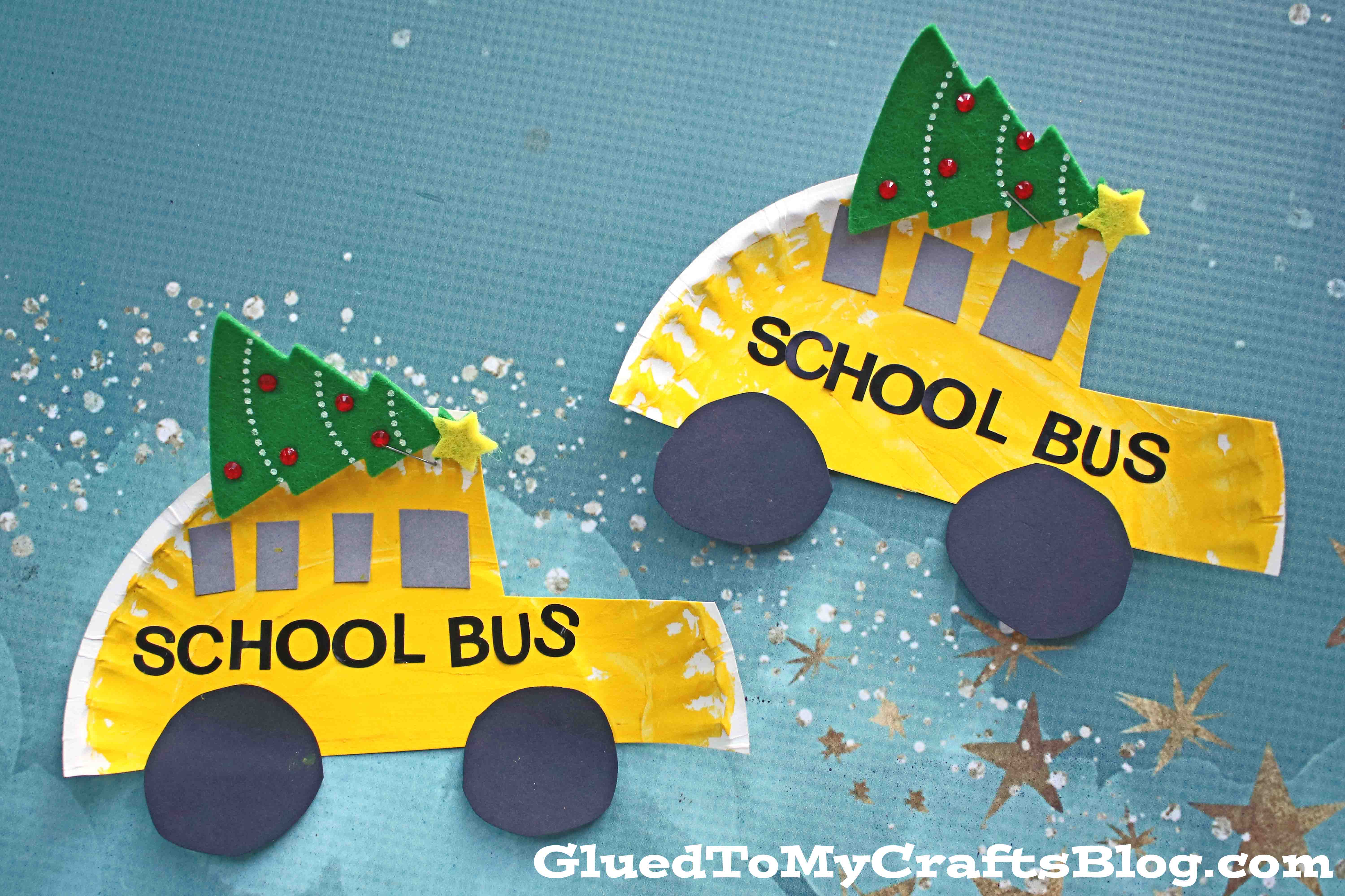 Paper Plate Christmas School Bus - Kid Craft