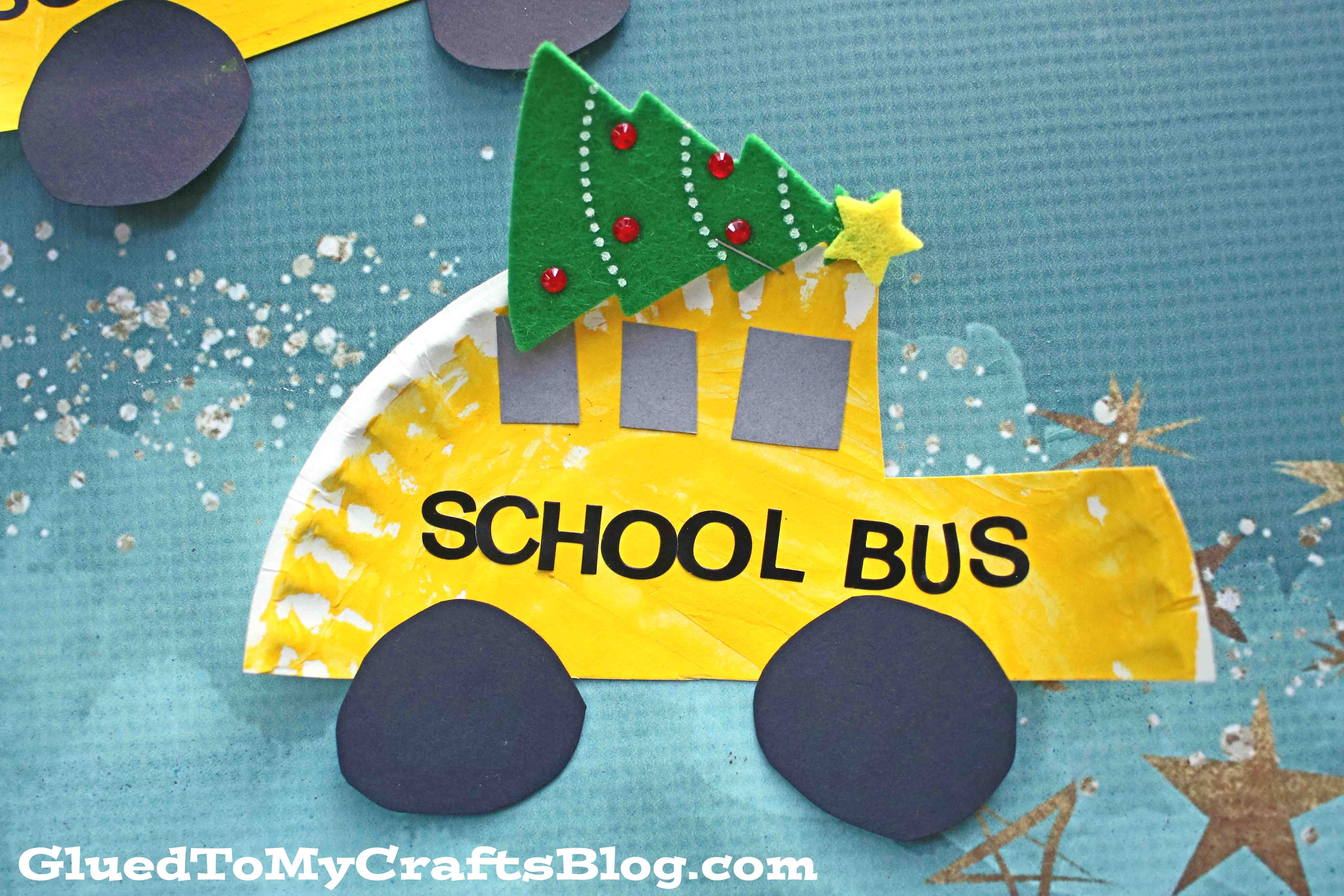 Paper Plate Christmas School Bus - Kid Craft