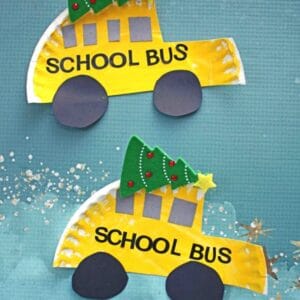 Paper Plate Christmas School Bus - Kid Craft