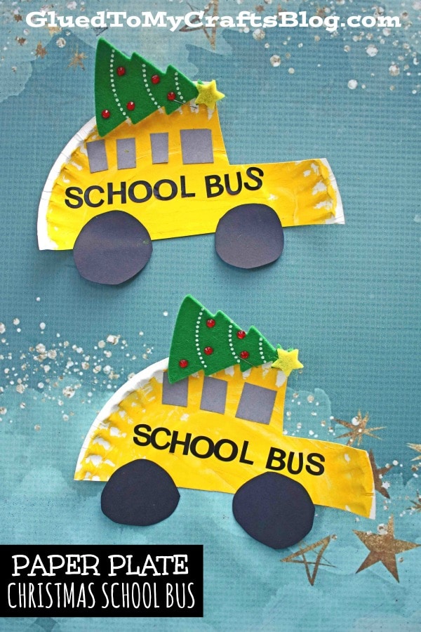 Paper Plate Christmas School Bus - Kid Craft