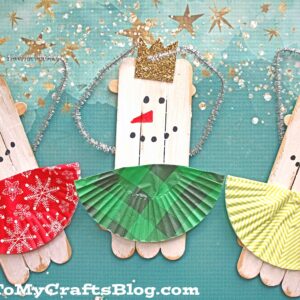 Craft Stick Snowman Ballerina Puppets