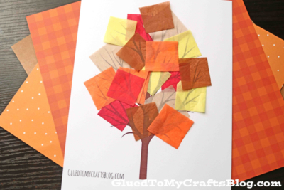 Tissue Paper Fall Tree On Paper