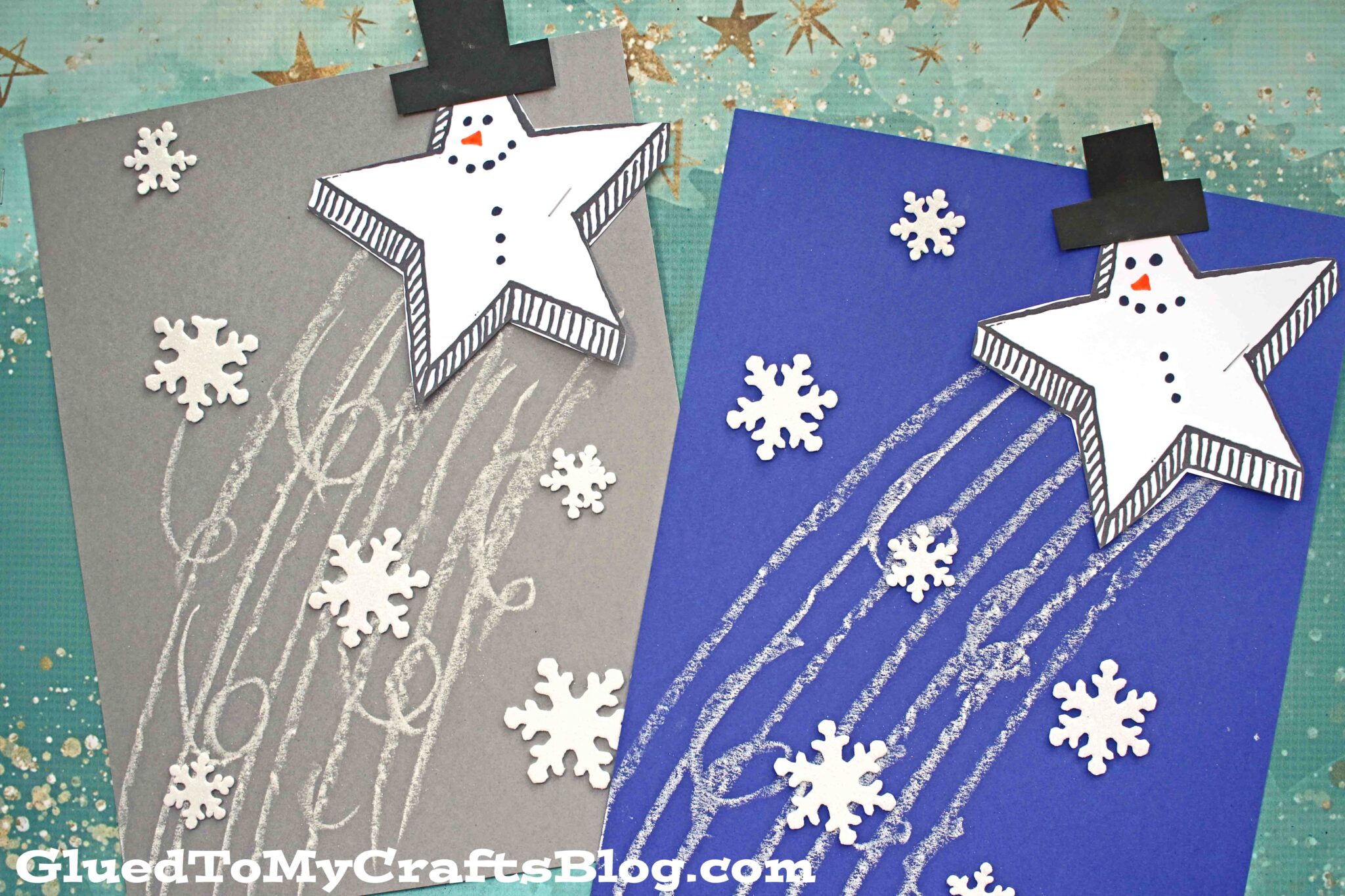 paper chalk snowman shooting star kids craft