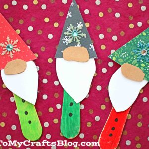 Christmas Gnome Scoop Stick Puppets - Kid Craft