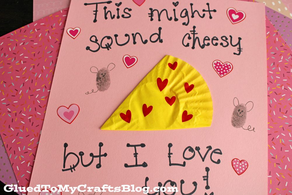 Cupcake Liner Cheese & Fingerprint Mouse Card