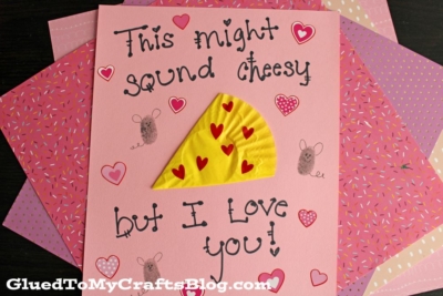 Cupcake Liner Cheese & Fingerprint Mouse Card