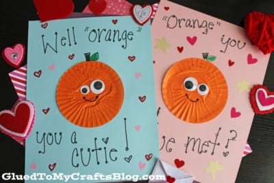 Cupcake Liner Orange Cutie Card Craft Idea For Valentine's Day