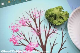Broccoli Stamped Cherry Blossom Tree - Kid Craft