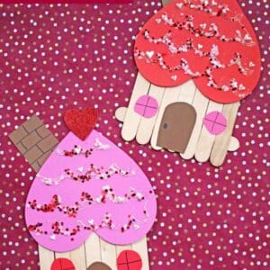 Popsicle Stick Valentine Gingerbread House - Kid Craft