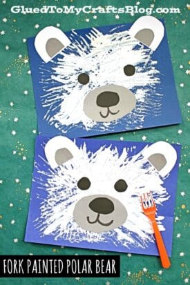 Fork Painted Polar Bear - Kid Craft