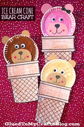 Plate Plate Ice Cream Cone Bear - Kid Craft
