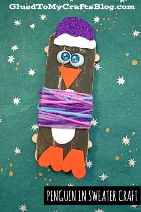 Popsicle Stick Penguins In Sweaters - Kid Craft