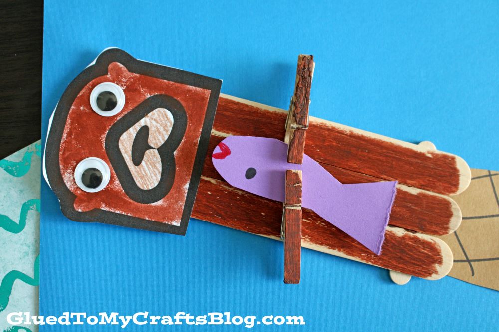 Popsicle Stick Otter Craft Idea For Kids