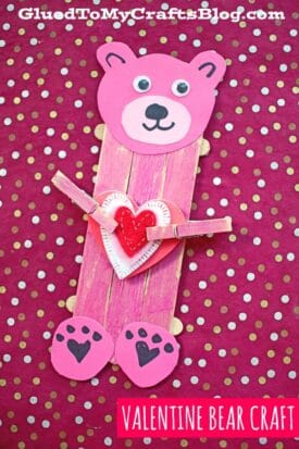 Popsicle Stick Valentine Bear - Kid Craft