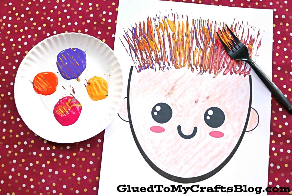 Fork Painted Silly Hair Craft