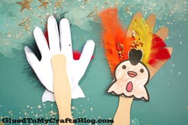 Paper Handprint Chicken Puppet - Kid Craft Idea