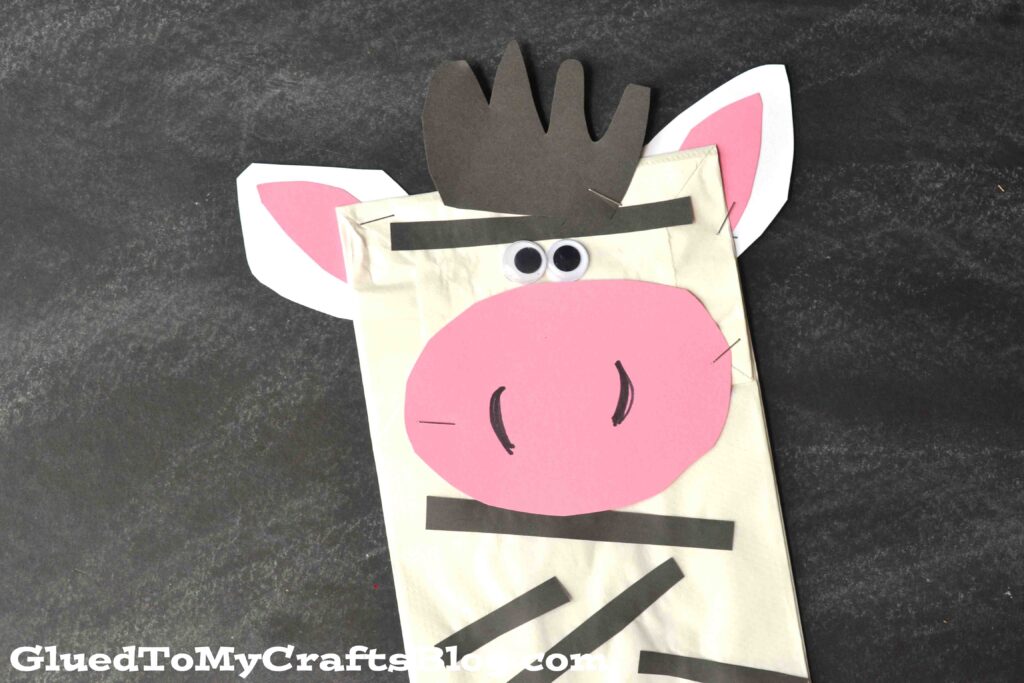 Paper Bag Zebra Puppet Craft